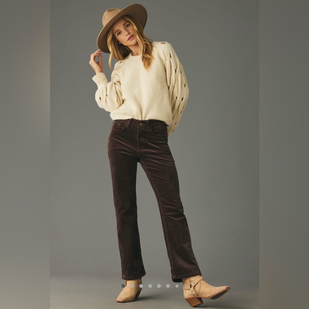 NWT ANTHROPOLOGIE THE YAYA MID-RISE CORDUROY CROP FLARE JEANS BY PILCRO